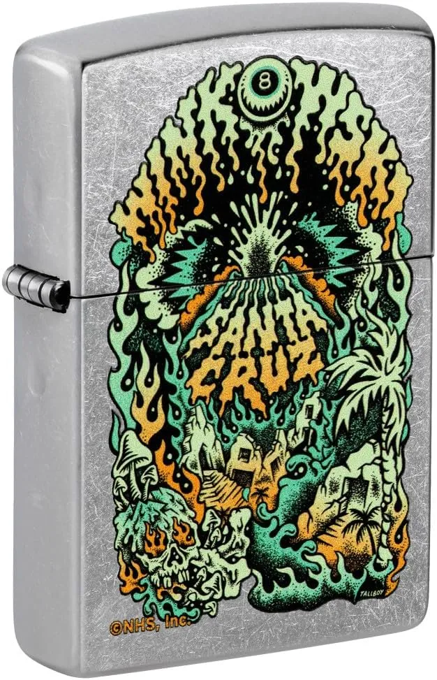 Zippo Santa Cruz Volcano Design Street Chrome Pocket Lighter