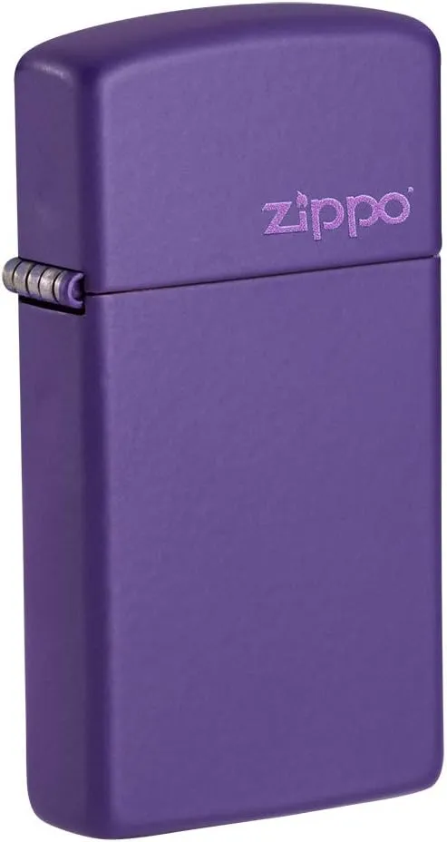 Zippo Slim Purple Matte Logo Pocket Lighter