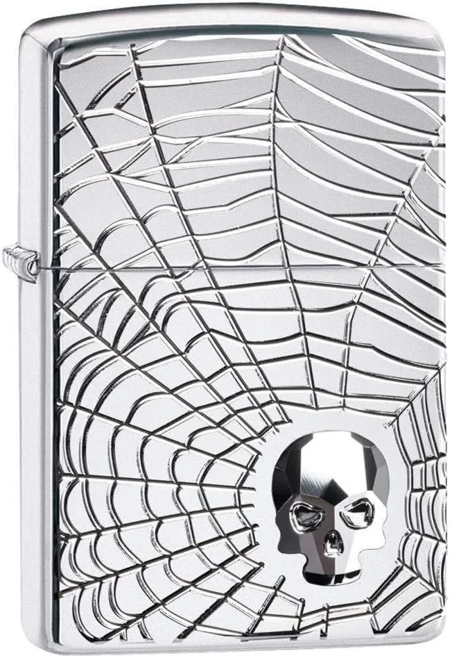 Zippo Spider Web Skull Design Pocket Lighter, One Size