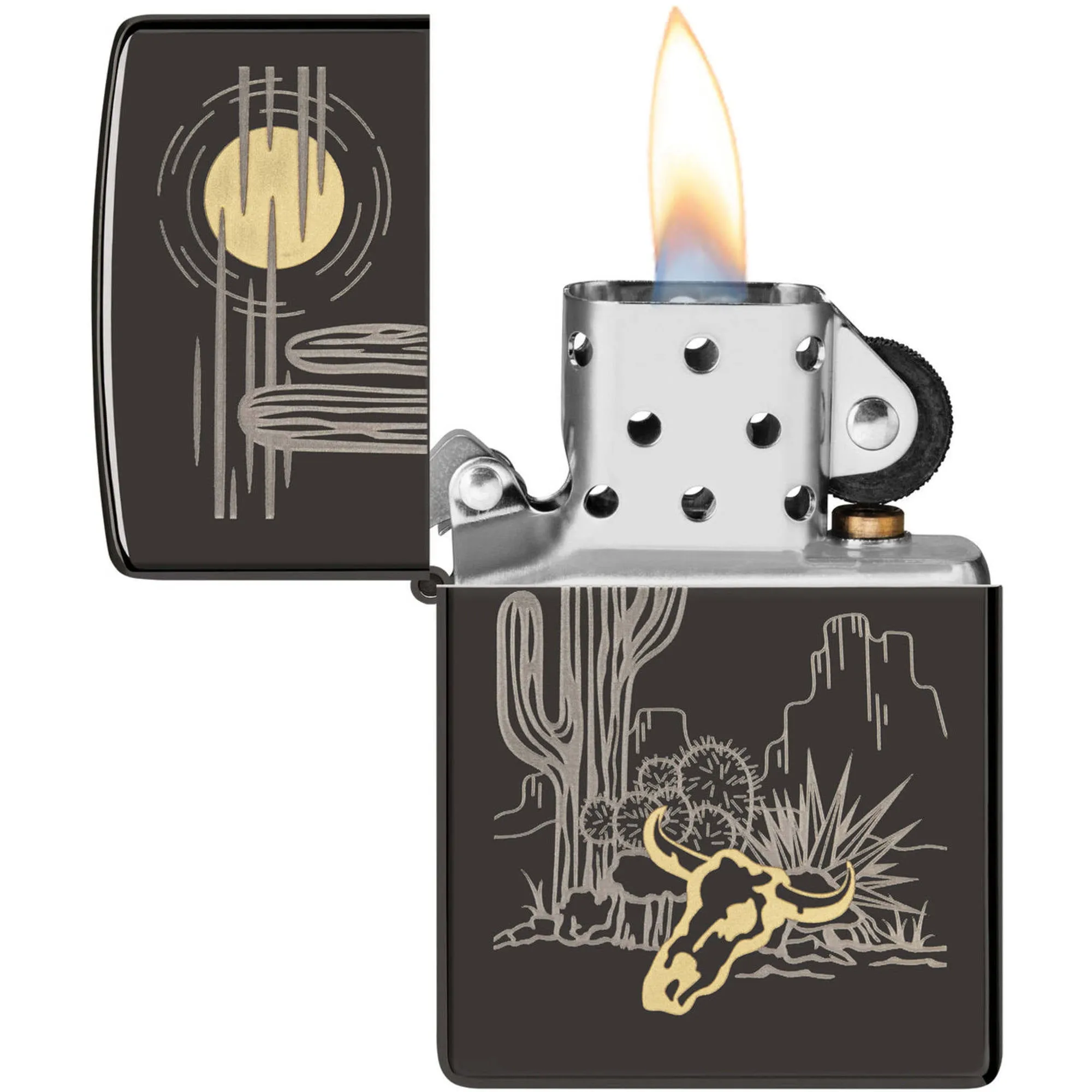 Zippo Windproof Lighter Two-Tone Western Design Classic High Polish Black 48968