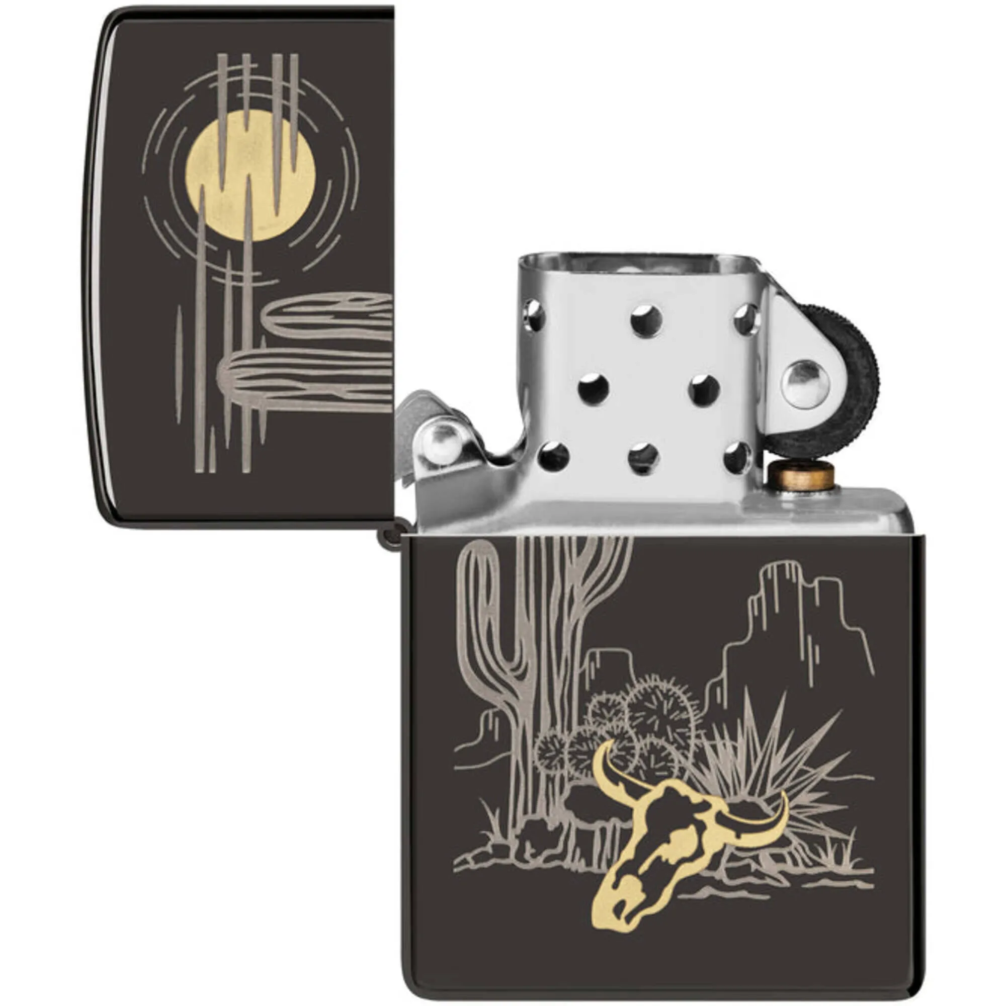 Zippo Windproof Lighter Two-Tone Western Design Classic High Polish Black 48968
