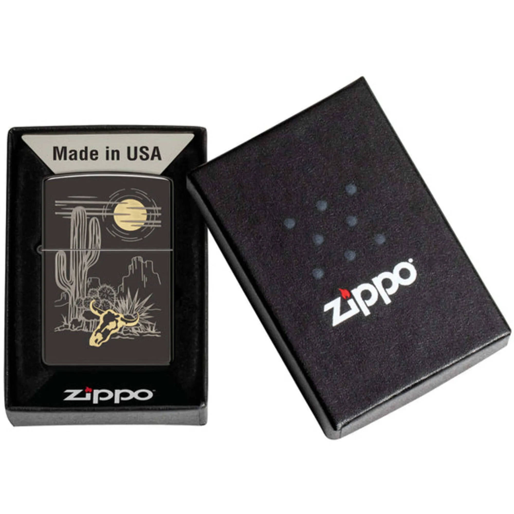 Zippo Windproof Lighter Two-Tone Western Design Classic High Polish Black 48968