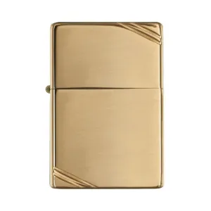 Zippo Windproof Lighter Vintage High Polish Brass W/slashes