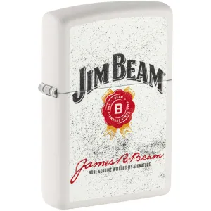 Zippo Windproof Pocket Lighter Jim Beam Rosette Design Matte White Metal 46306