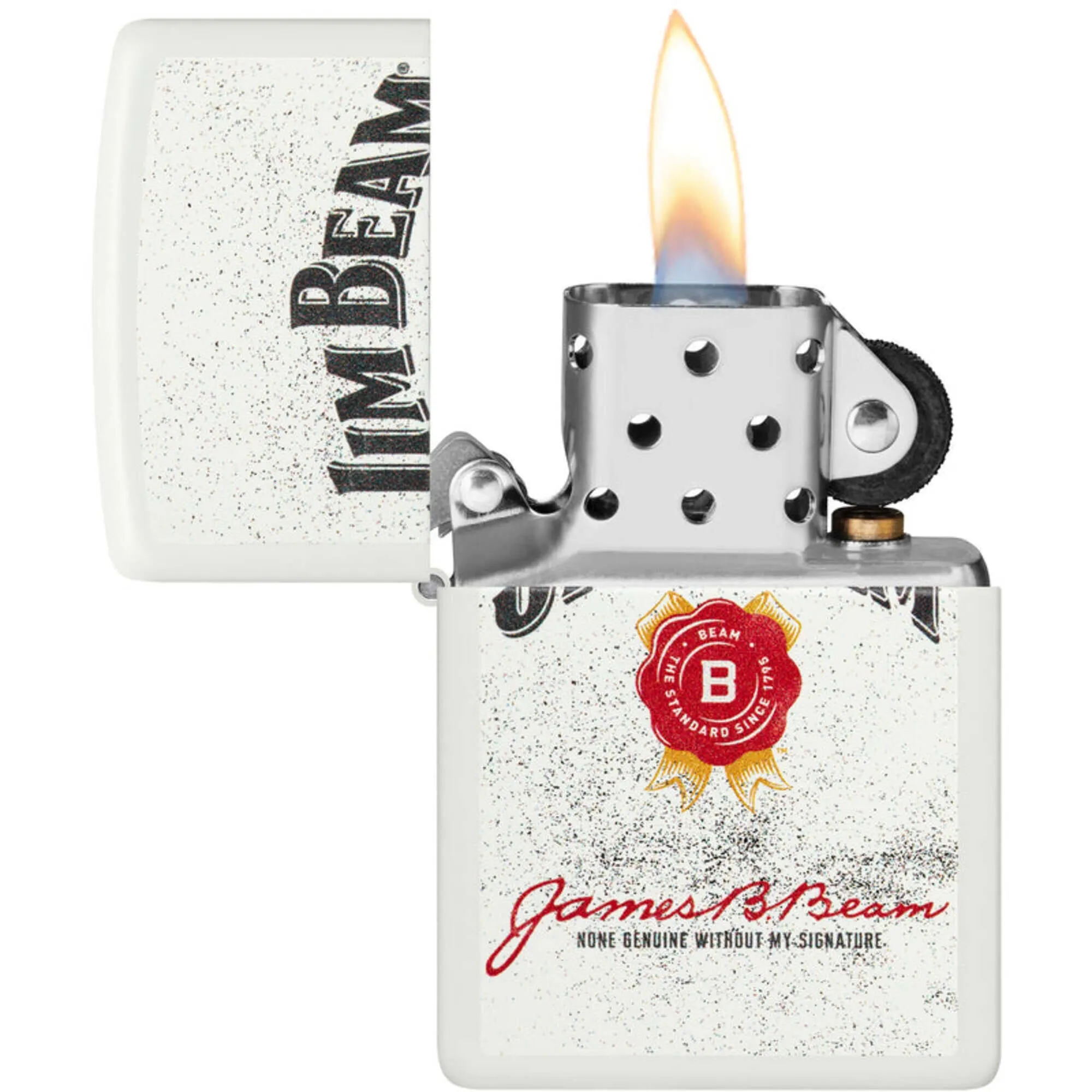 Zippo Windproof Pocket Lighter Jim Beam Rosette Design Matte White Metal 46306