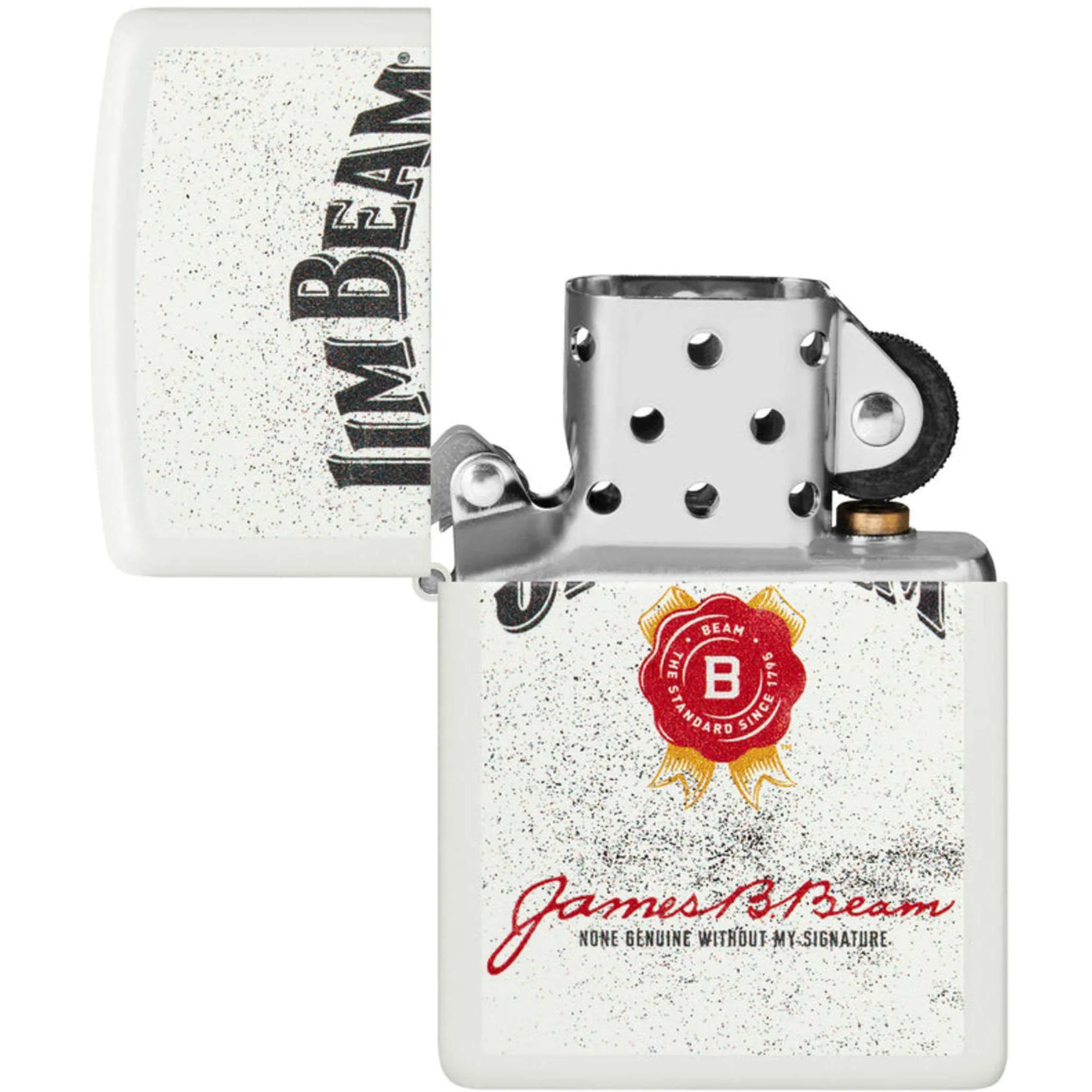 Zippo Windproof Pocket Lighter Jim Beam Rosette Design Matte White Metal 46306