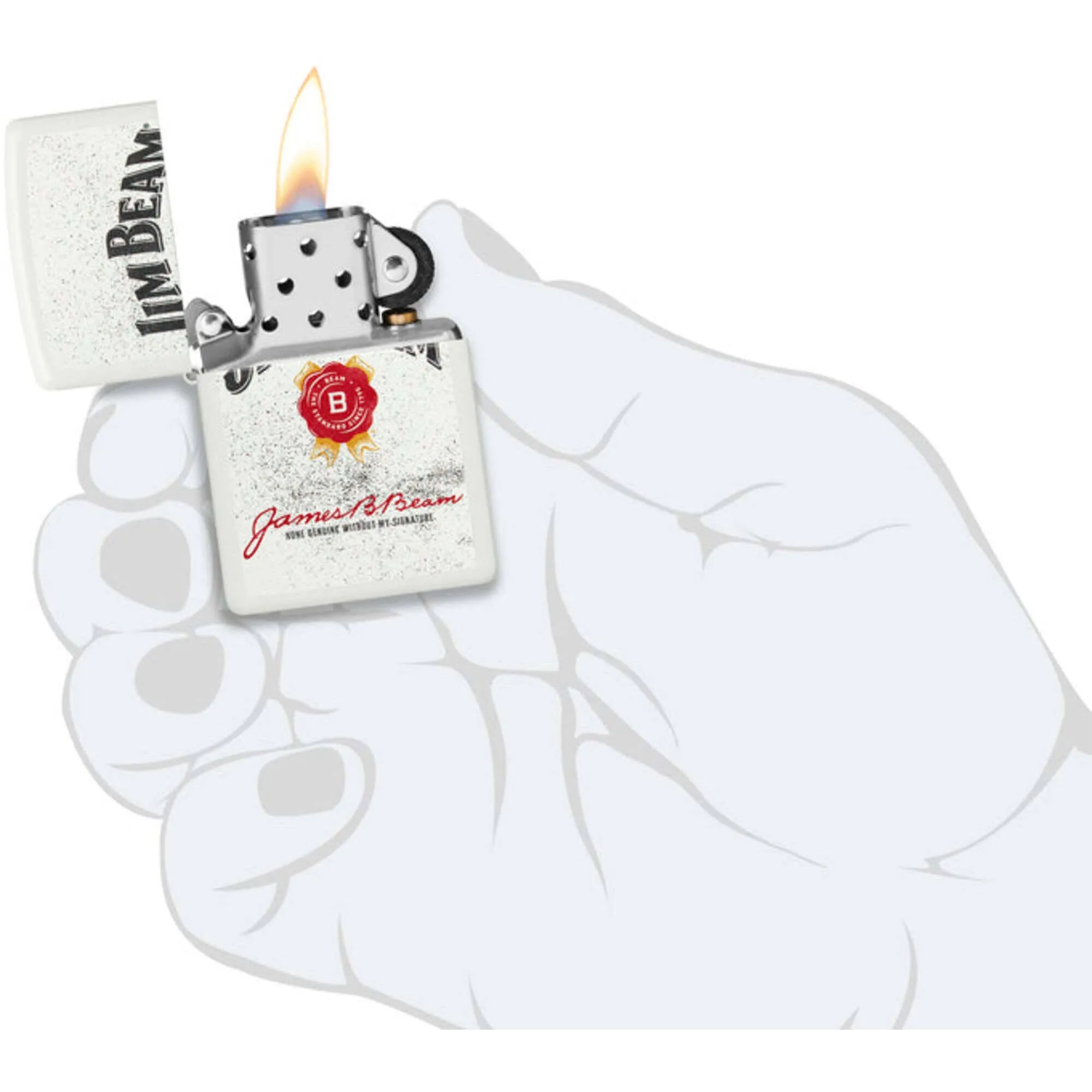 Zippo Windproof Pocket Lighter Jim Beam Rosette Design Matte White Metal 46306