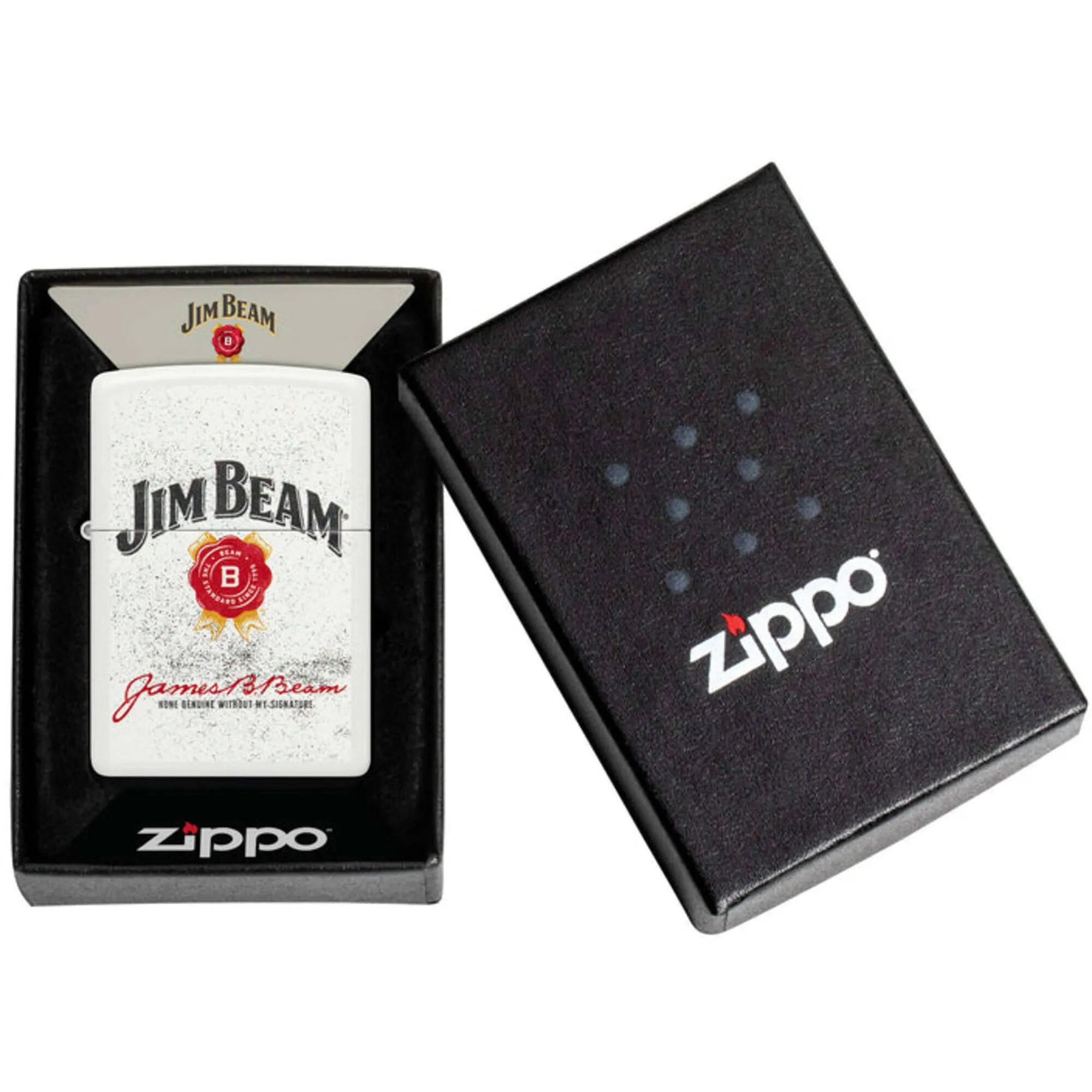 Zippo Windproof Pocket Lighter Jim Beam Rosette Design Matte White Metal 46306
