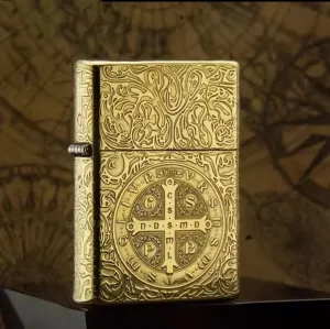 ZORRO 902 Five-Face Carved Brass Lighter – Windproof, Refillable Flint Wheel, Vintage Pocket Collectible for Men 5-Sided CON