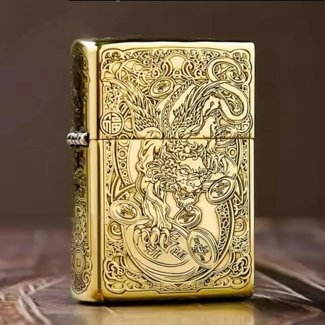 ZORRO 902 Five-Face Carved Brass Lighter – Windproof, Refillable Flint Wheel, Vintage Pocket Collectible for Men 5-Sided CON