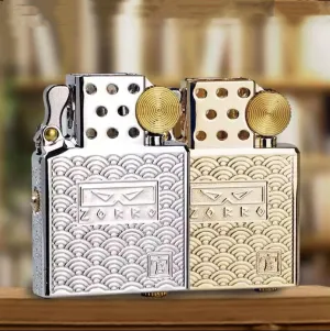 ZORRO 902 Inner Tank Kerosene Lighter – Refillable Flint Wheel Design, Universal Movement, Classic Officer Pattern Finish Gold