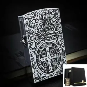 ZORRO Constantine Metal Lighter – Extra Large Heavy Armor Kerosene Refillable Flint Lighter with Vintage Style Gift Box Silver(with Box)